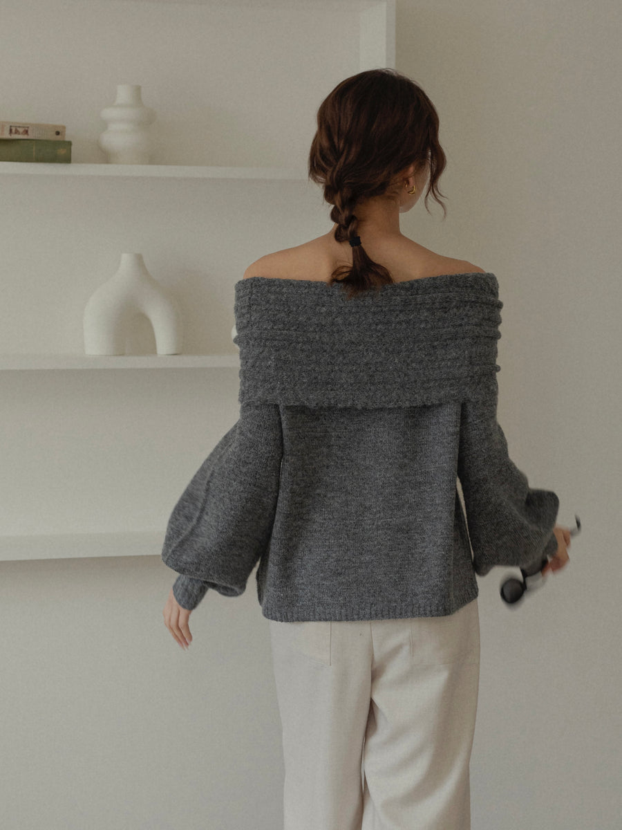 cable off shoulder knit
