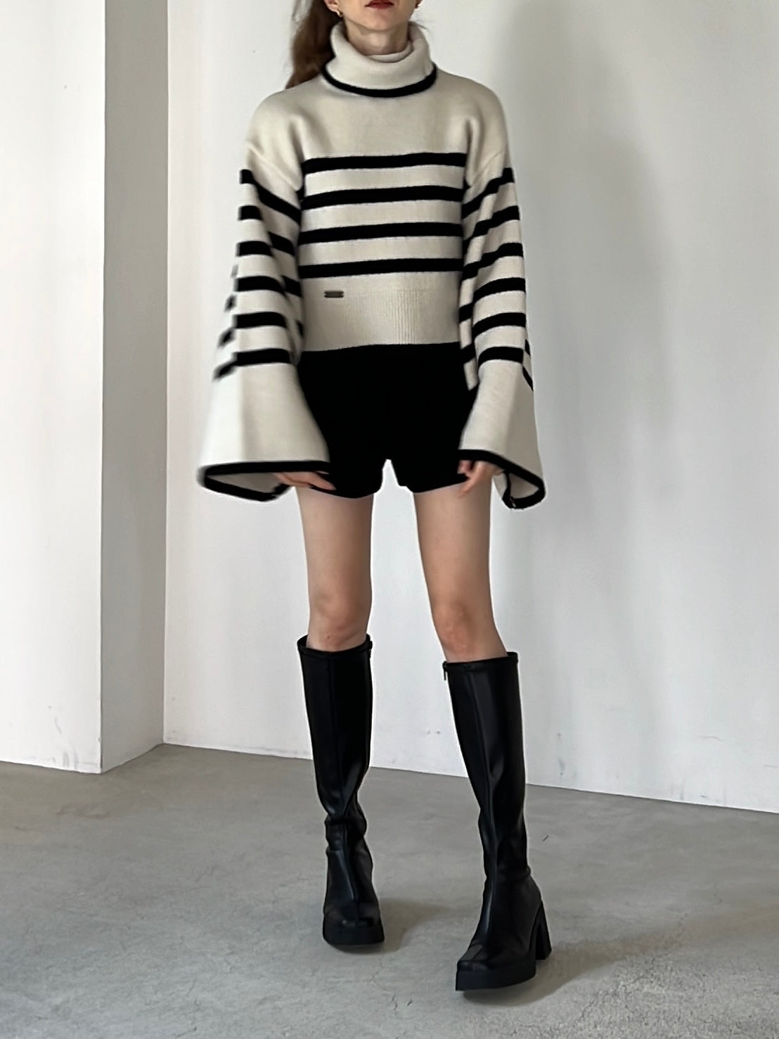 2way flare sleeve knit