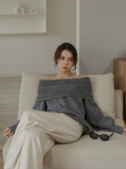 cable off shoulder knit