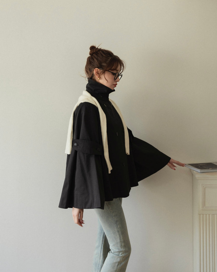 bell sleeve short trench coat