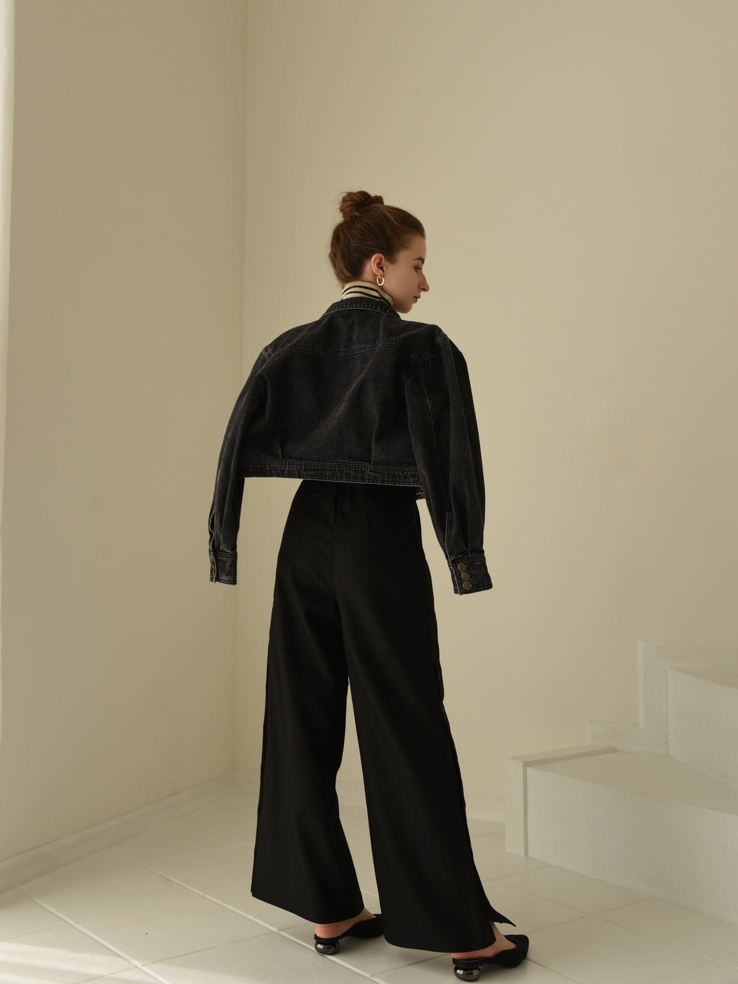 hem button wide pants