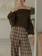 cable off shoulder knit