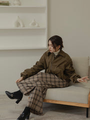 poodle fur gather sleeve blouson