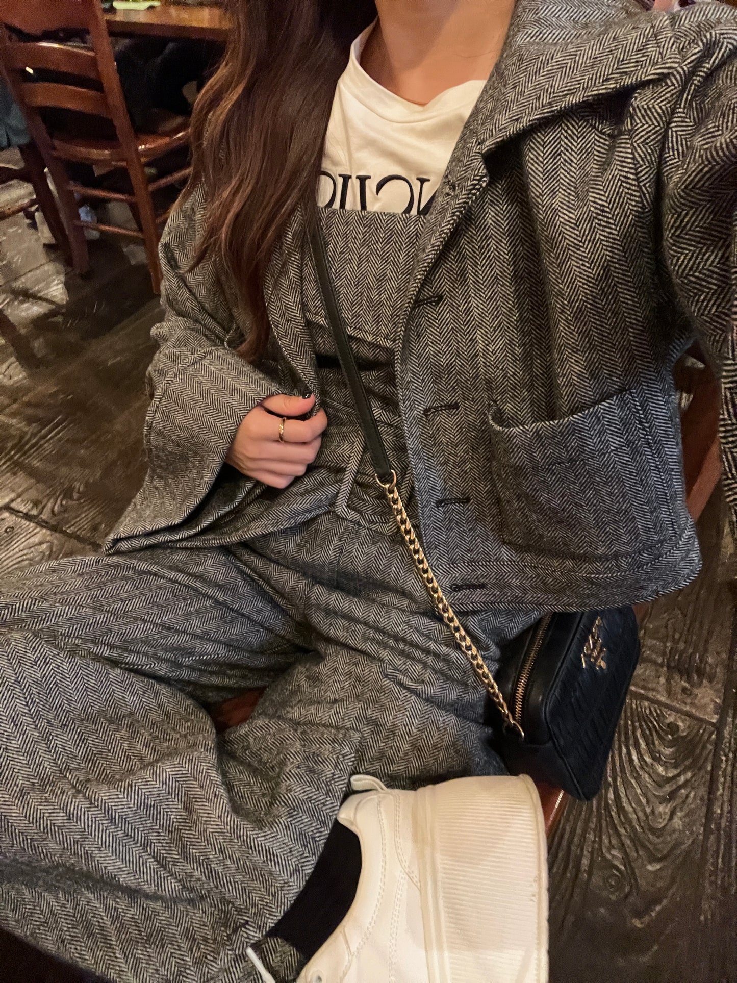 herringbone volume sleeve jacket