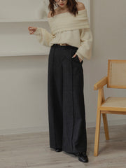 cable off shoulder knit