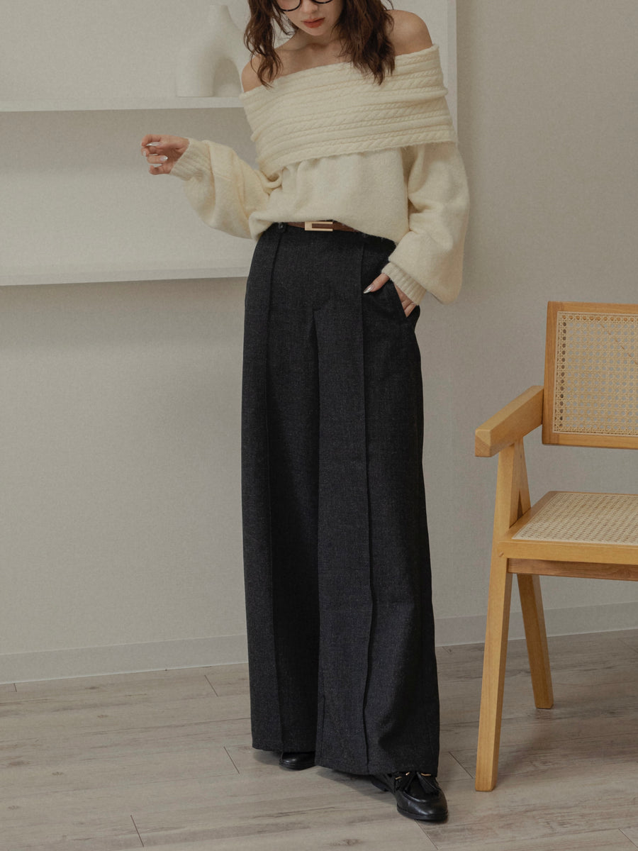 cable off shoulder knit