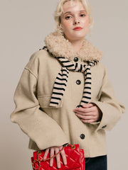 【10/29 OPEN】Faux shearling collar jacket