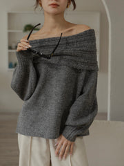 cable off shoulder knit