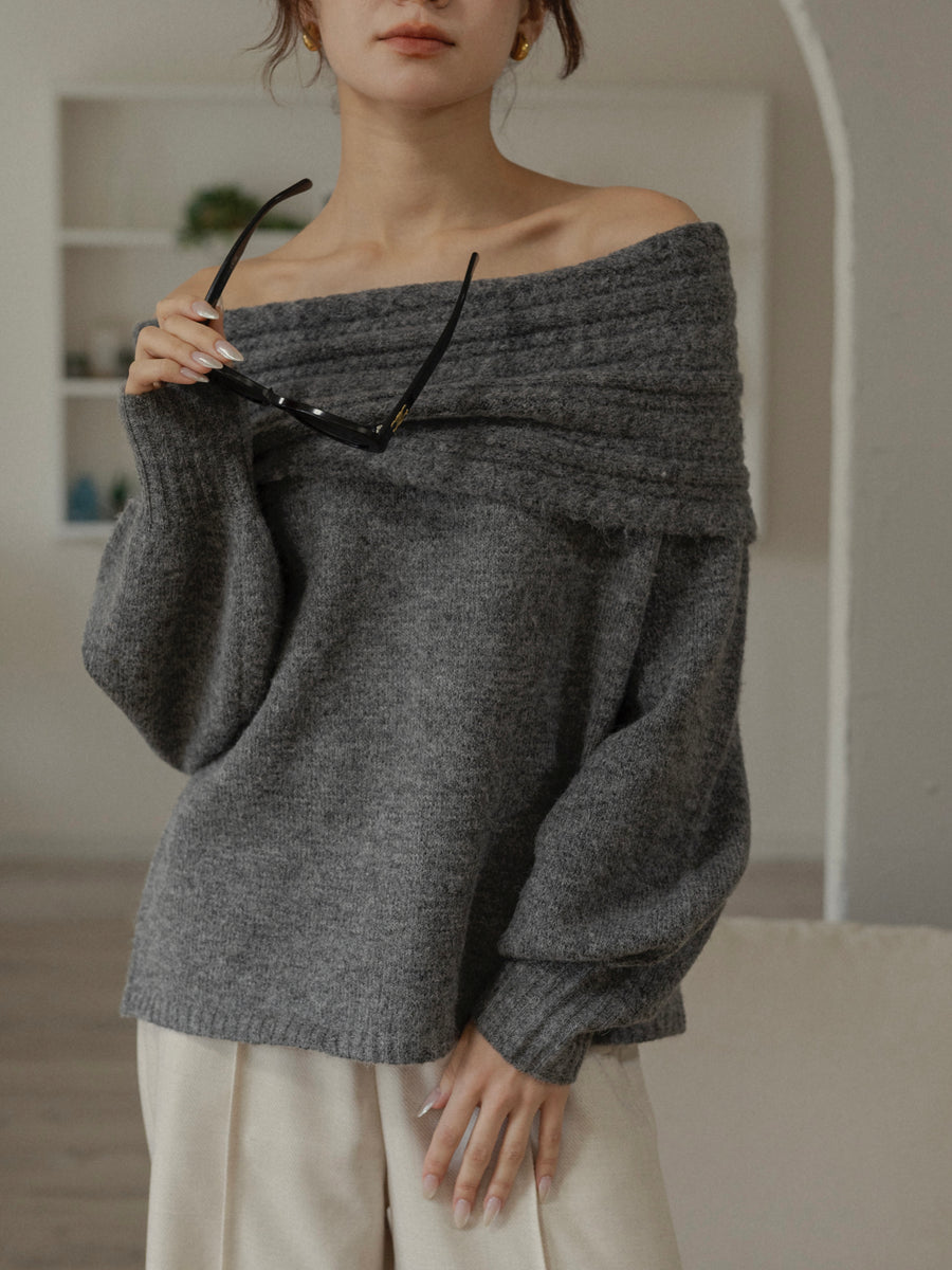 cable off shoulder knit
