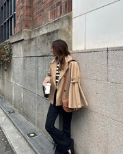 bell sleeve short trench coat