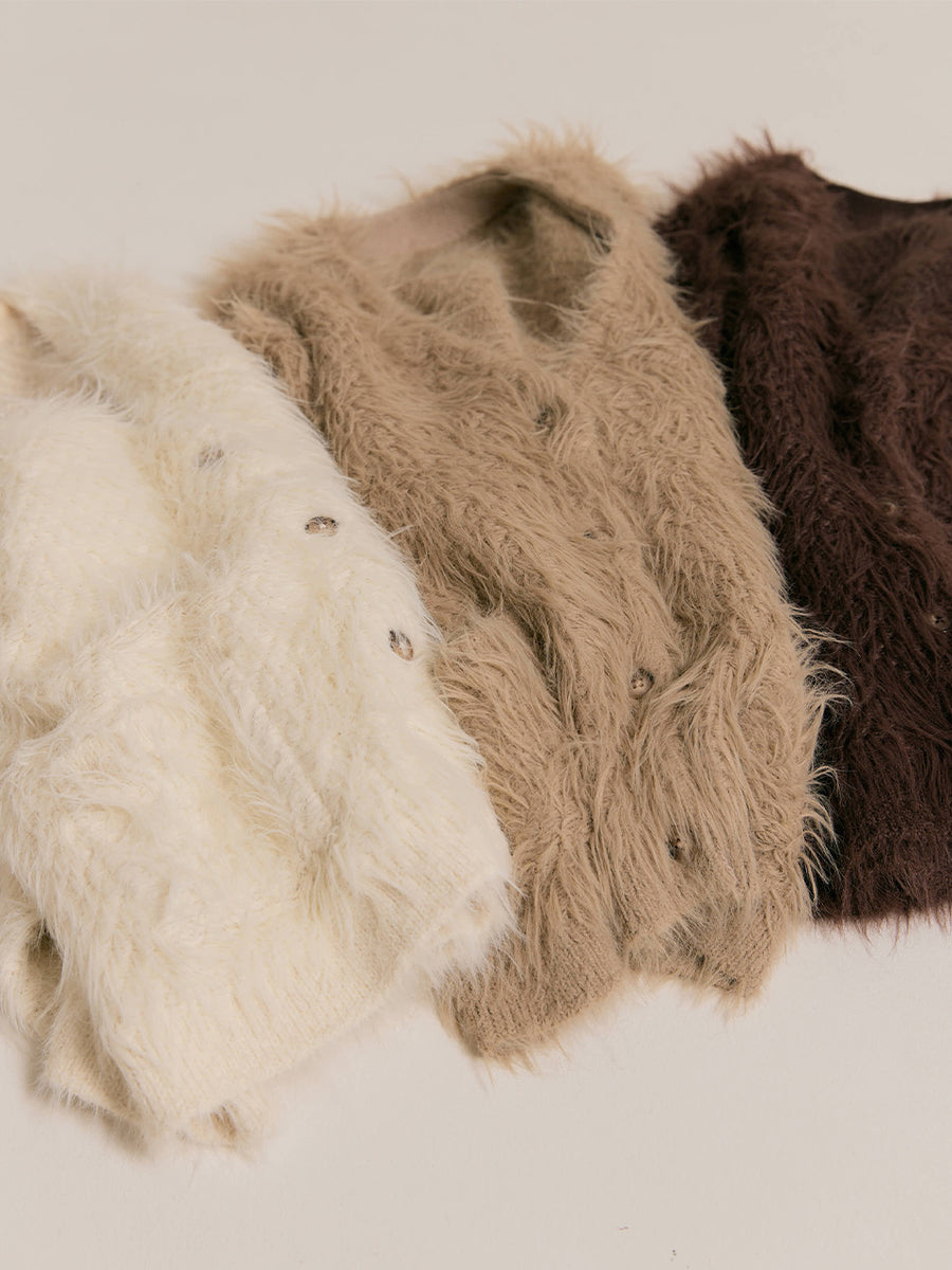 Cozy shaggy knit cardigan