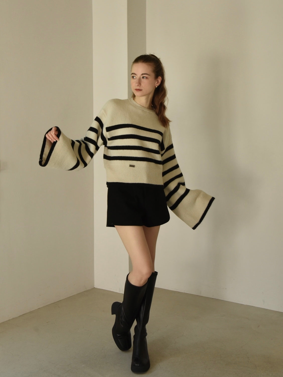 2way flare sleeve knit
