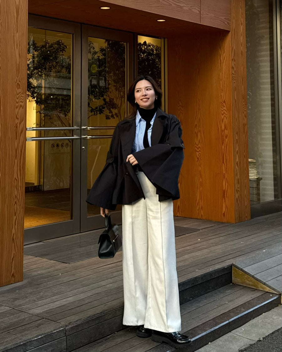 bell sleeve short trench coat