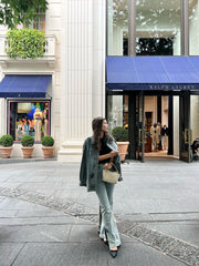 【予約販売】side slit denim ribbon pants