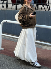 poodle fur gather sleeve blouson