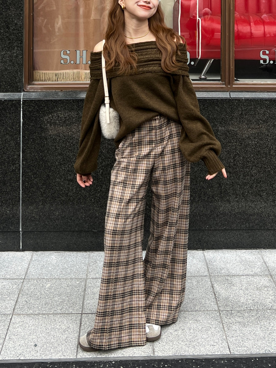 cable off shoulder knit