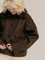 【10/29 OPEN】Faux shearling collar jacket