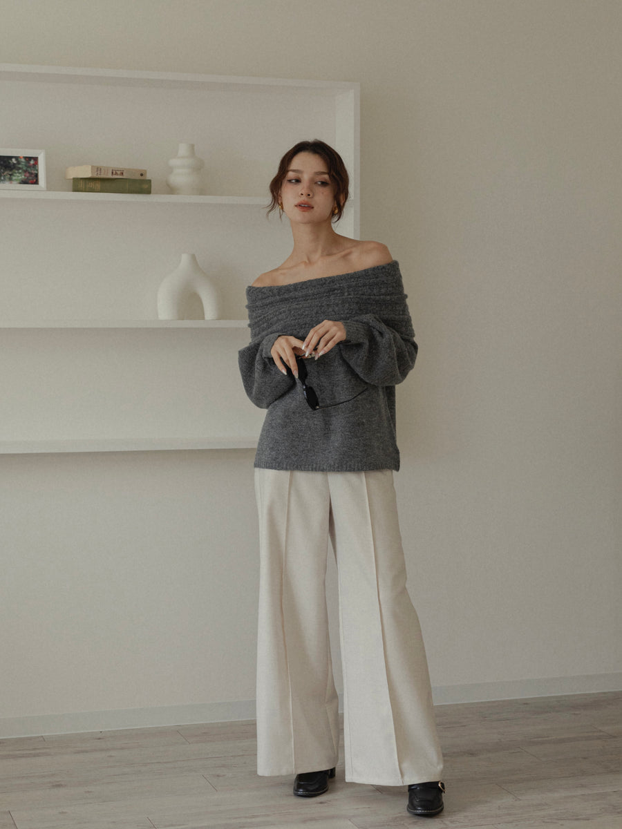 cable off shoulder knit