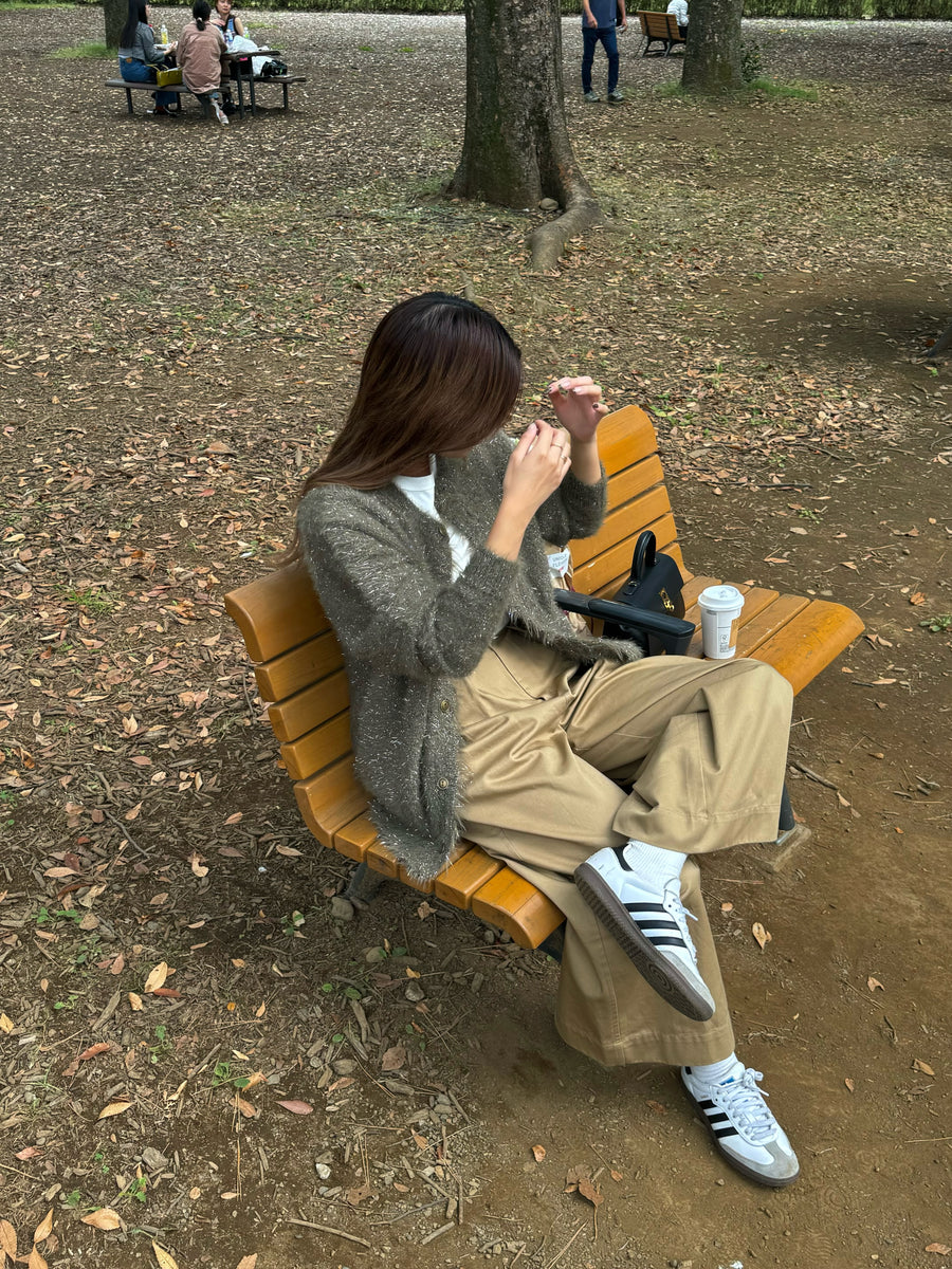 glitter shaggy over cardigan