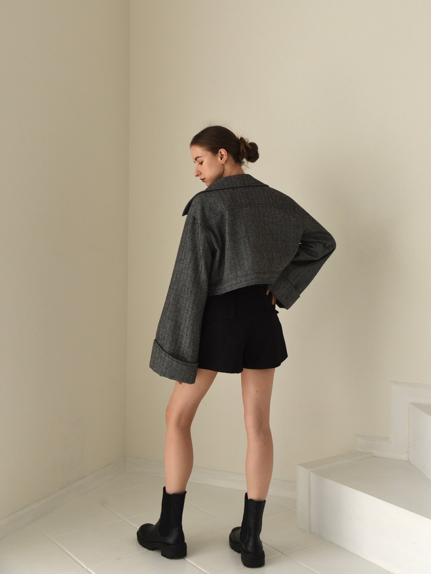 herringbone volume sleeve jacket