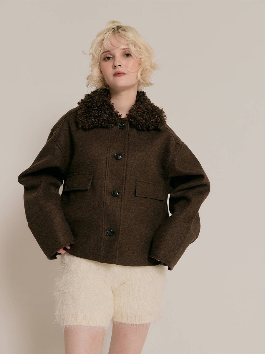 【10/29 OPEN】Faux shearling collar jacket