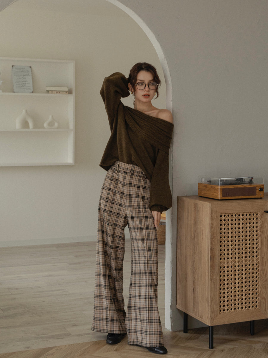 cable off shoulder knit