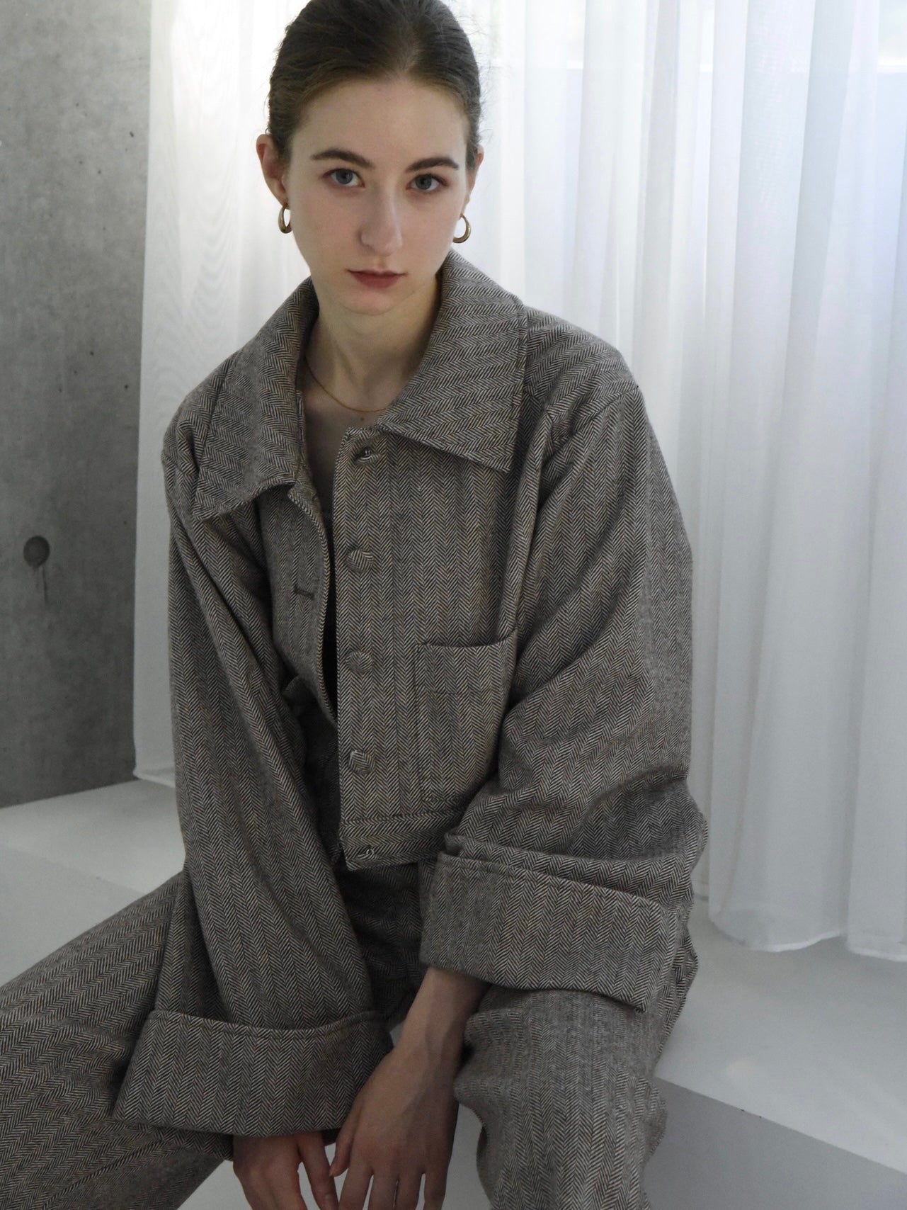 herringbone volume sleeve jacket