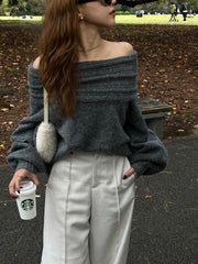 cable off shoulder knit