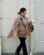 bell sleeve short trench coat