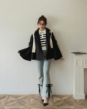 bell sleeve short trench coat