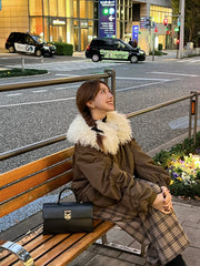 poodle fur gather sleeve blouson