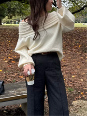 cable off shoulder knit