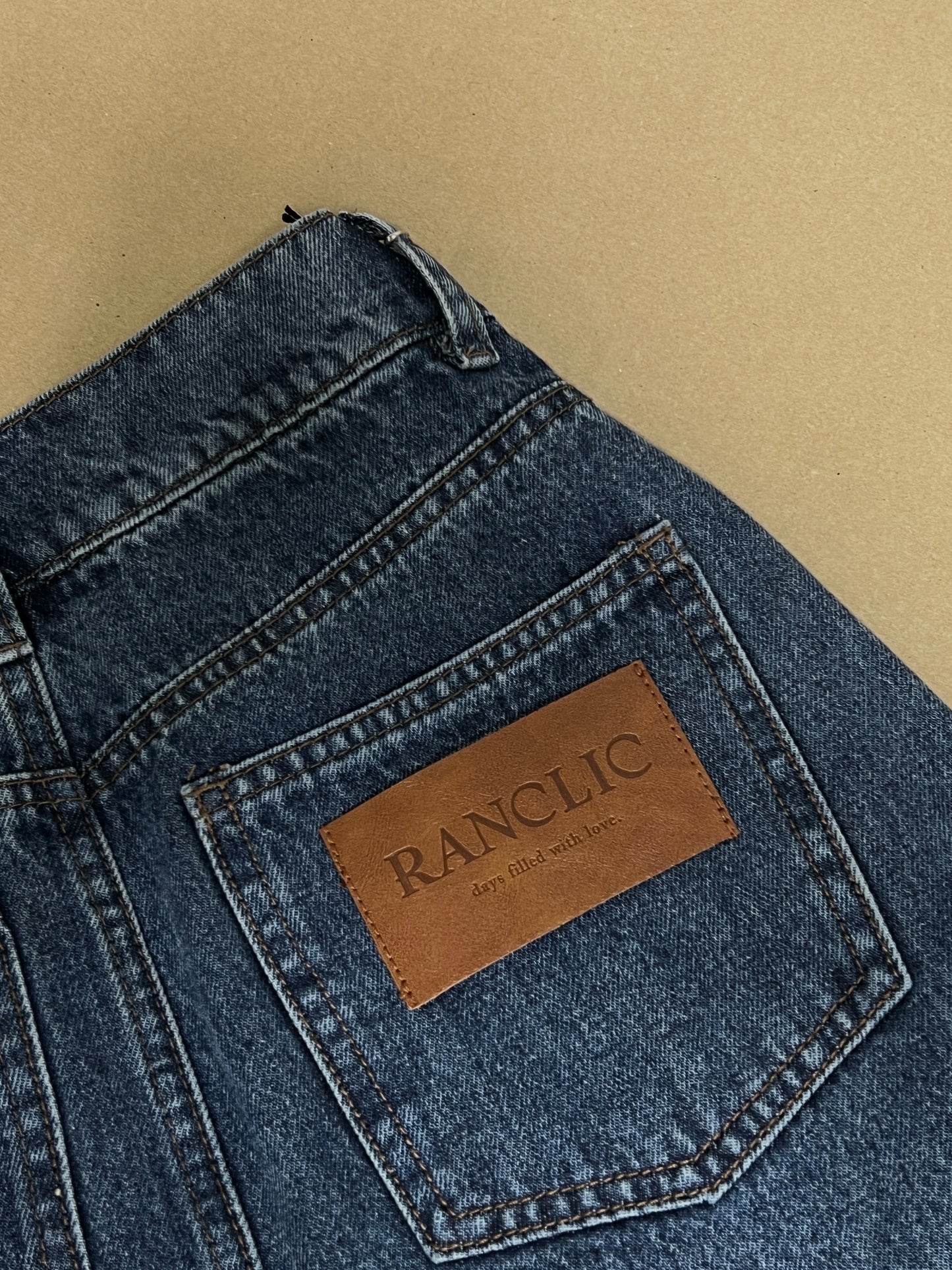 denim slit long Skirt