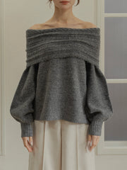 cable off shoulder knit