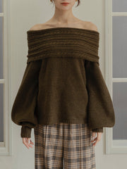 cable off shoulder knit