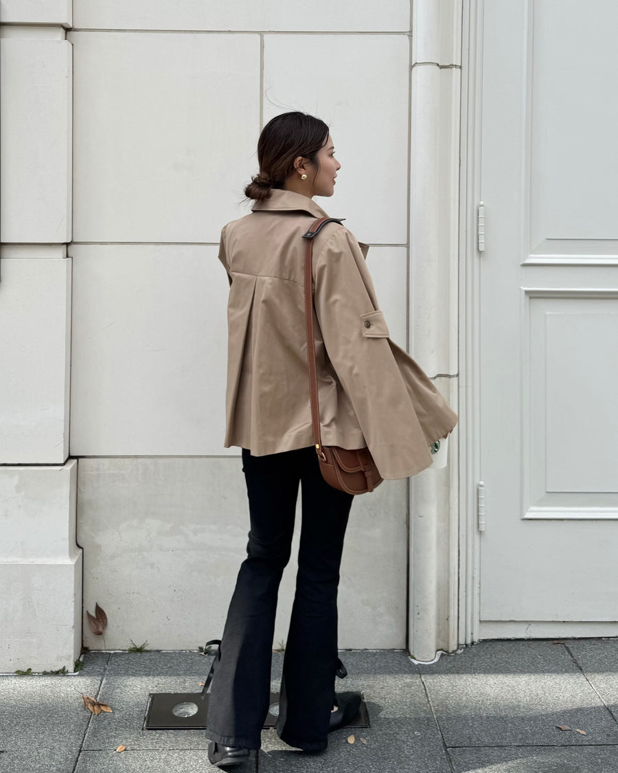 bell sleeve short trench coat