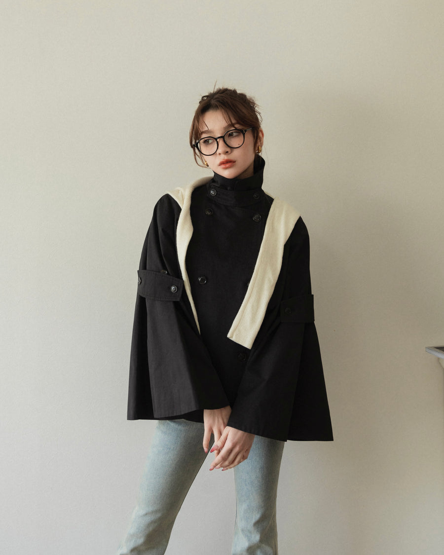 bell sleeve short trench coat