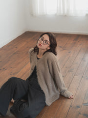 glitter shaggy over cardigan