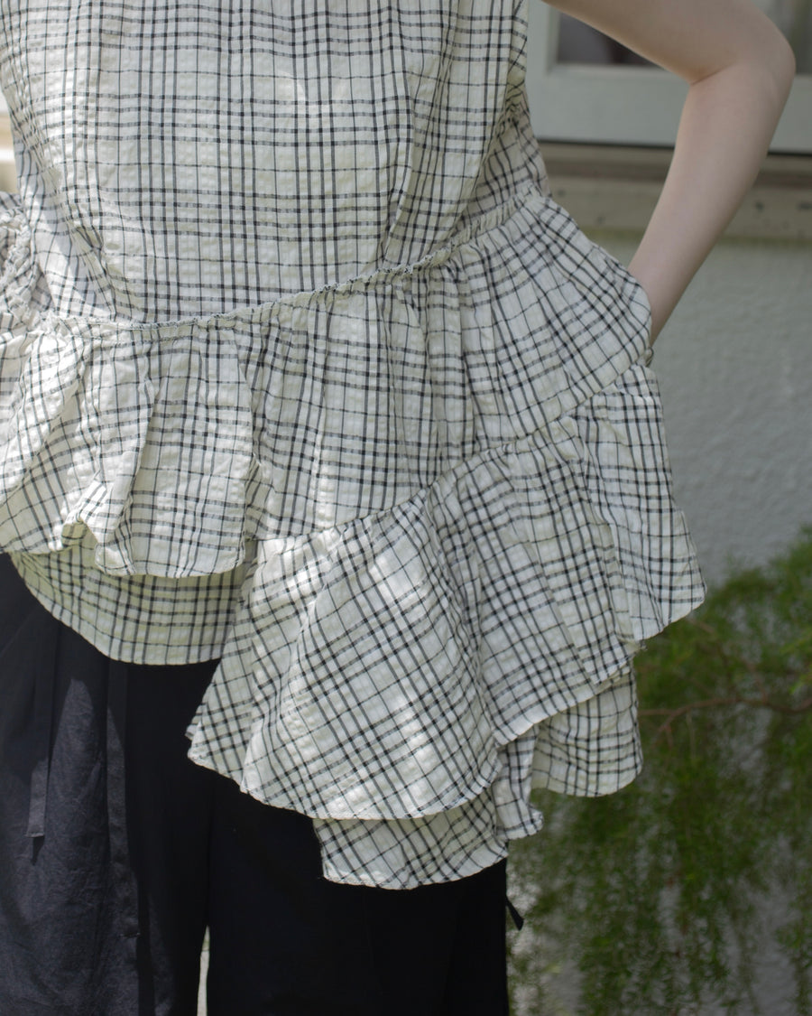 【残りわずか】Ruffled peplum blouse