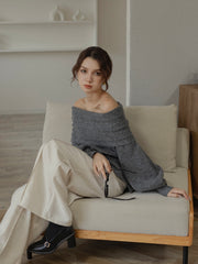 cable off shoulder knit