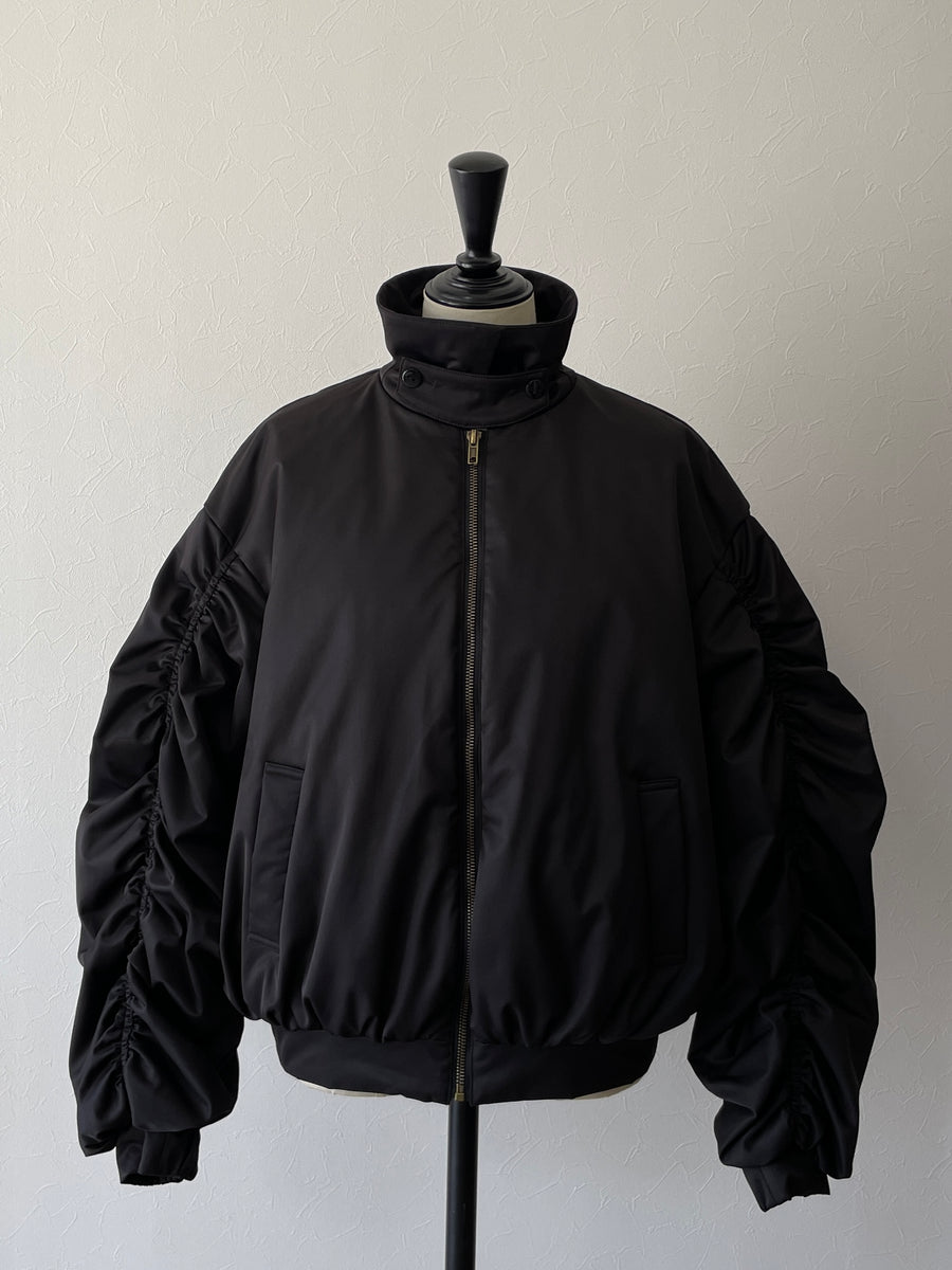 poodle fur gather sleeve blouson