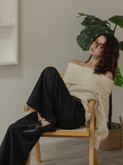 cable off shoulder knit