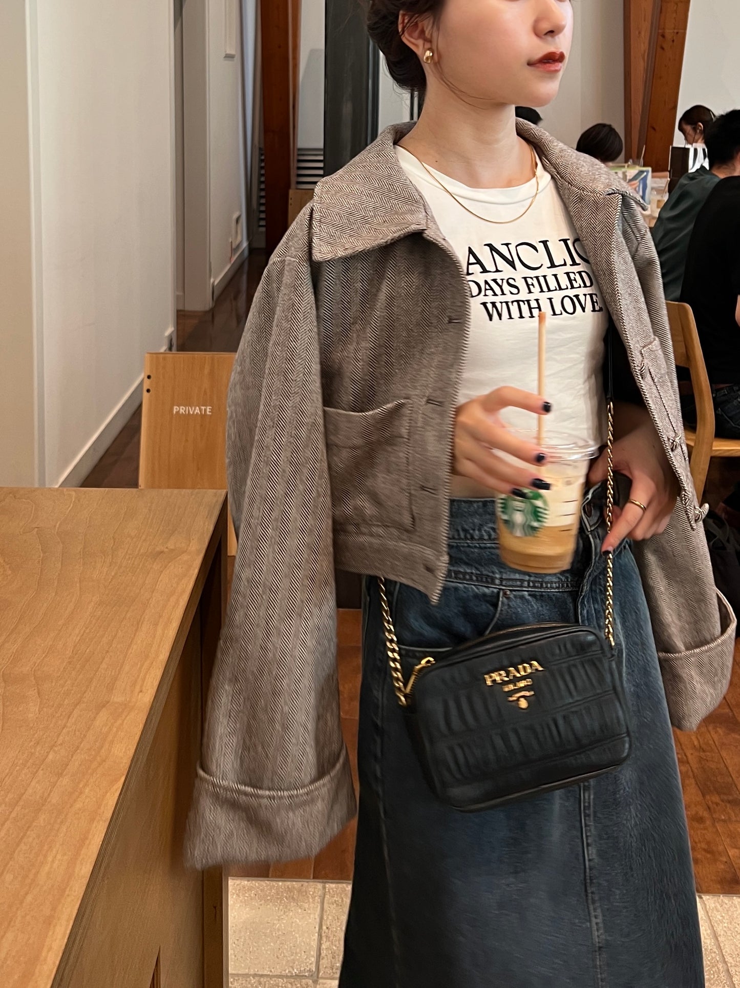 denim slit long Skirt