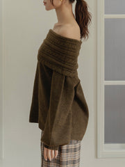 cable off shoulder knit