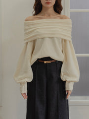 cable off shoulder knit