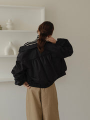 poodle fur gather sleeve blouson