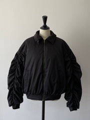 poodle fur gather sleeve blouson