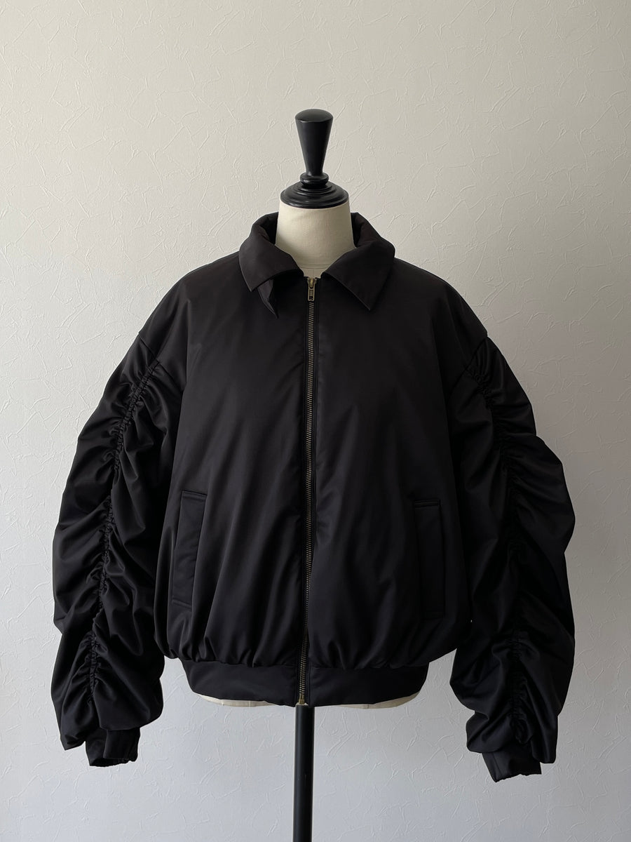 poodle fur gather sleeve blouson