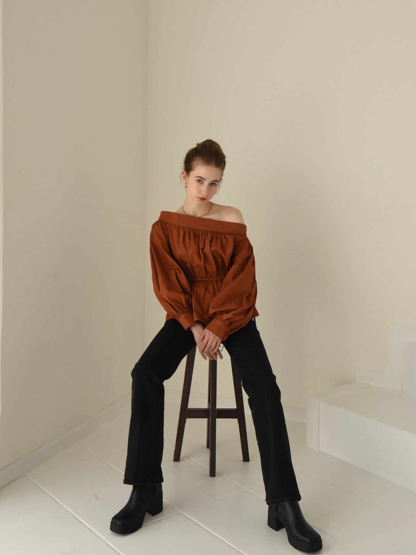 volume one shoulder blouse