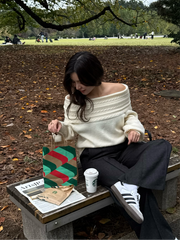 cable off shoulder knit